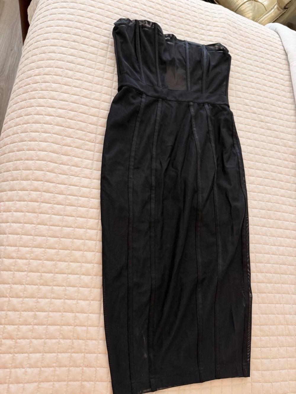 ASOS Black Sheer Panel Pencil Midi Dress